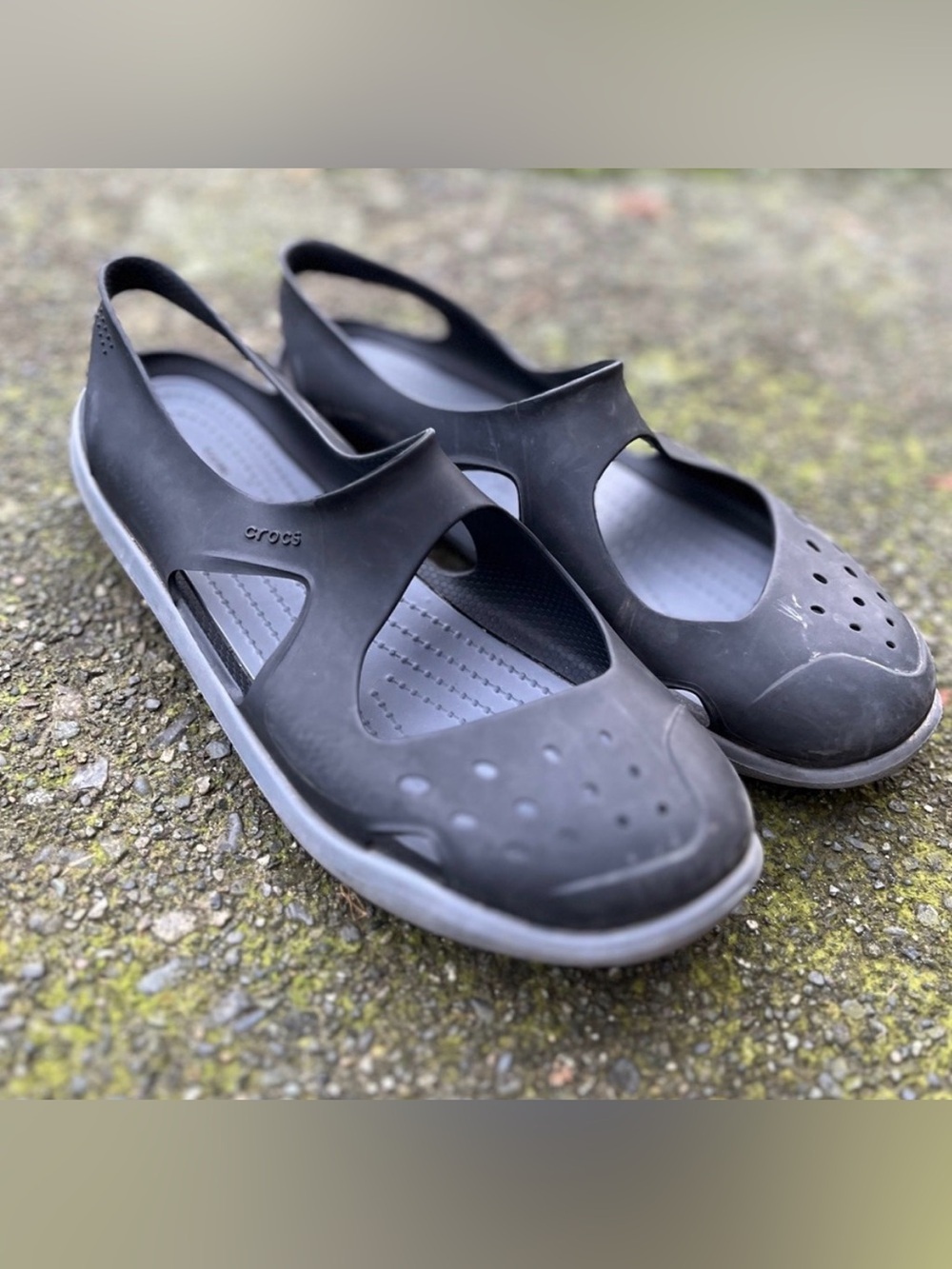 Crocs Swiftwater Wave Slingback Flats Black 7